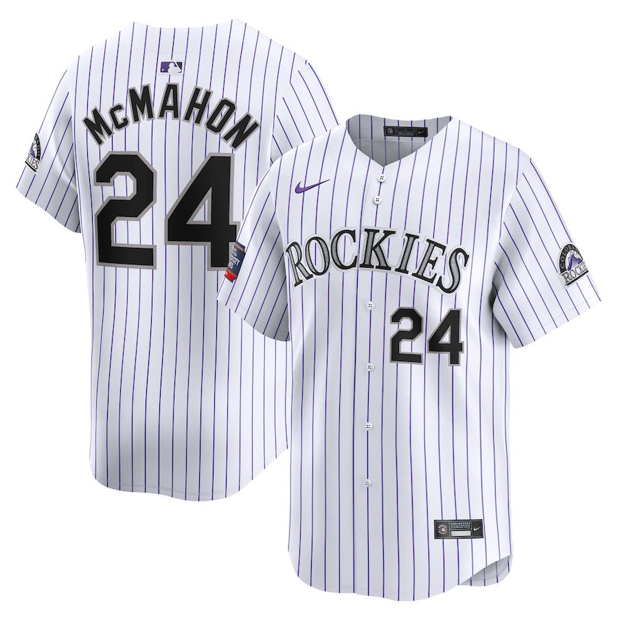 Men Colorado Rockies #24 Ryan McMahon Nike White 2024 MLB World Tour Mexico City Series Home Limited Player Jersey